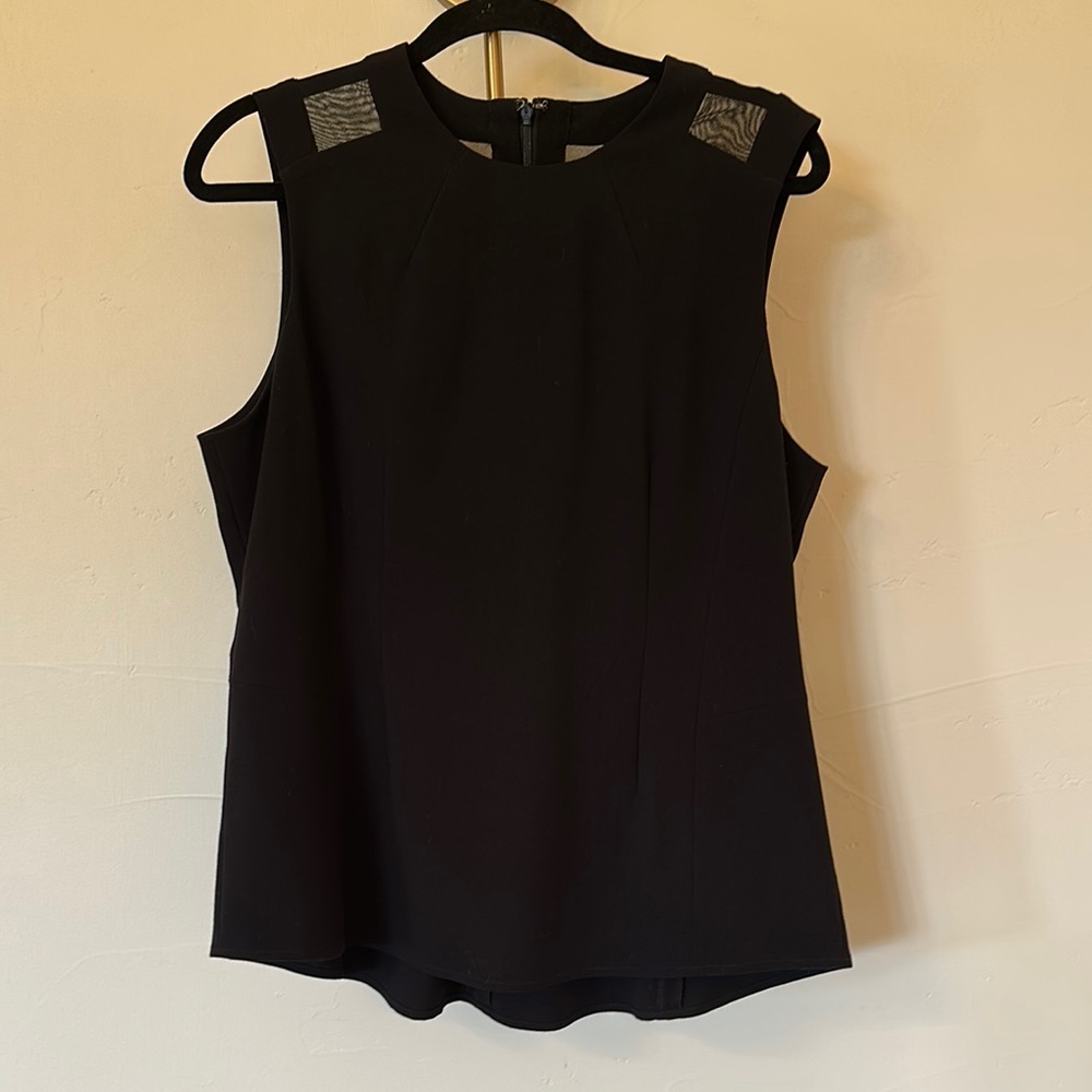 Nic+Zoe Black Sleeveless Mesh-Accent Women's Top